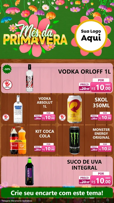 Modelo de TV para TV Vertical com o tema Mês da Primavera para Distribuidora de bebidas