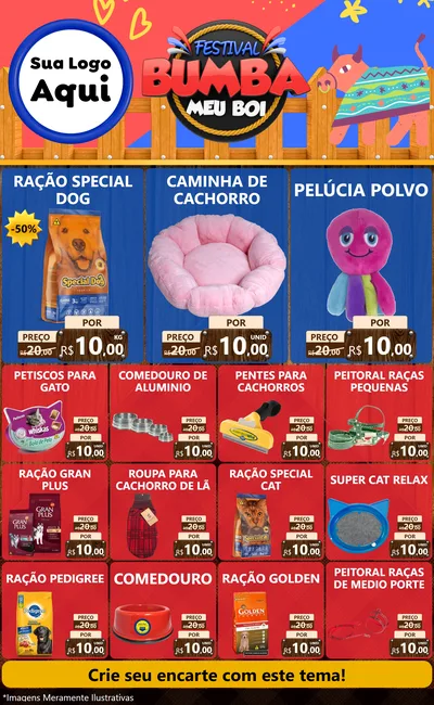 Modelo de Encarte para Encarte Grande com o tema Festival Bumba Meu Boi para Pet Shop