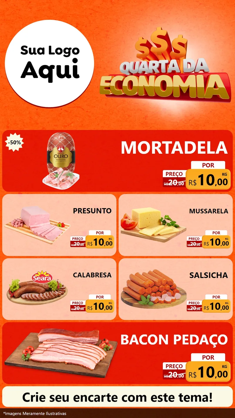 Modelo de TV para TV Vertical com o tema Quarta da Economia para Frios e Laticínios