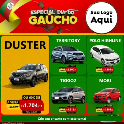 Modelo de Rede Social para Feed Facebook com o tema Especial Dia do Gaúcho para Concessionaria de Carros