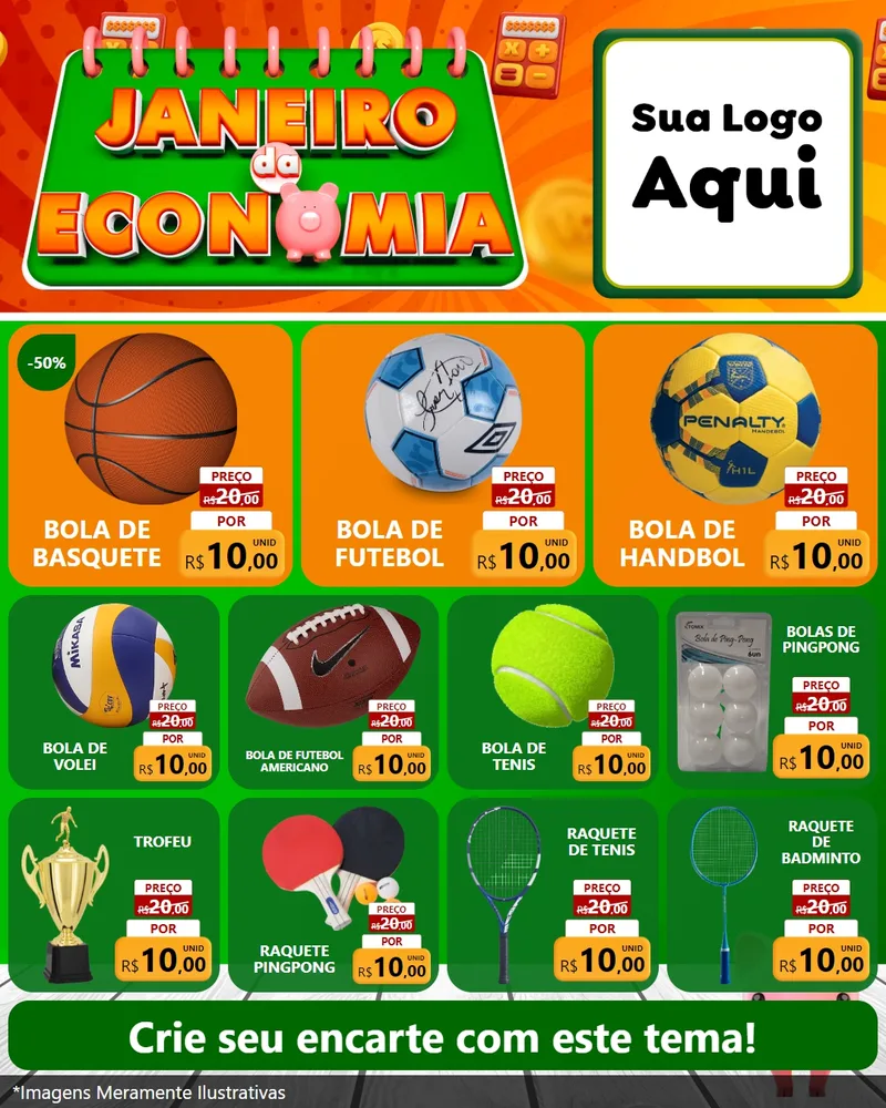 Modelo de Rede Social para Feed Instagram com o tema Janeiro da Economia para Artigos Esportivos