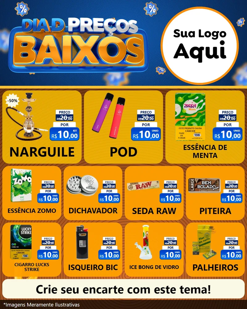 Modelo de Rede Social para Feed Instagram com o tema Dia D Preço Baixo para Tabacaria