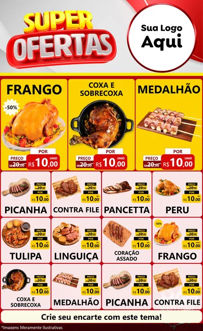Modelo de Encarte para Encarte Grande com o tema Super Ofertas para Assados