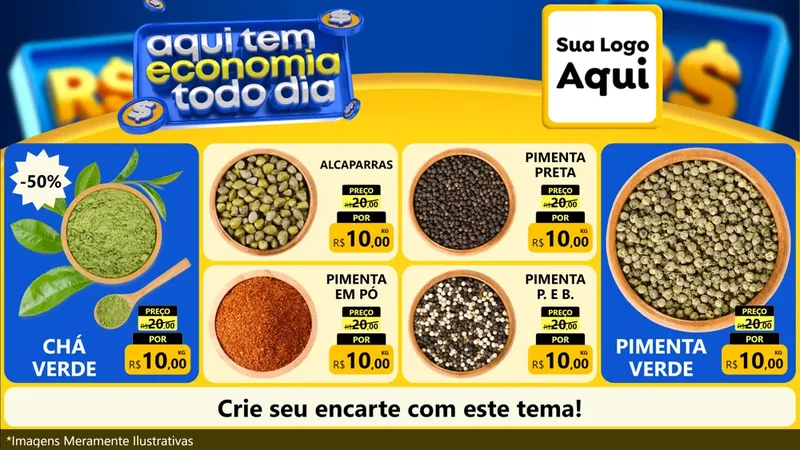 Modelo de TV para TV Horizontal com o tema Aqui Tem Economia Todo Dia para Produtos Naturais