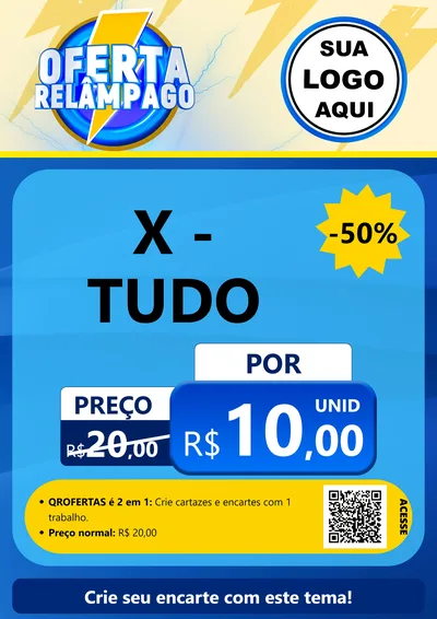 Modelo de Cartaz para Cartaz A4 Vertical com o tema Oferta Relâmpago para Hamburgueria