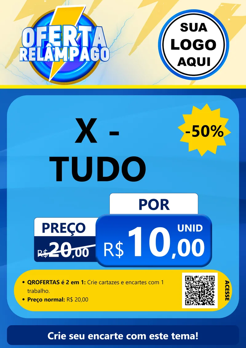 Modelo de Cartaz para Cartaz A4 Vertical com o tema Oferta Relâmpago para Hamburgueria