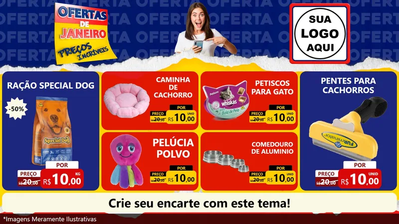 Modelo de TV para TV Horizontal com o tema Ofertas de Janeiro - Preços Incríveis para Pet Shop