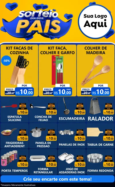 Modelo de Encarte para Encarte Grande com o tema Sorteio Dia dos Pais para Utilidades Domésticas