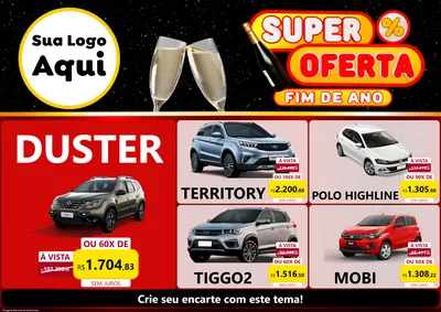 Modelo de Encarte para Encarte A4 Horizontal com o tema Super Oferta Fim de Ano para Concessionaria de Carros