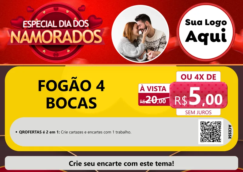 Modelo de Cartaz para Cartaz A4 Horizontal com o tema Especial Dia Dos Namorados para Móveis e Eletro