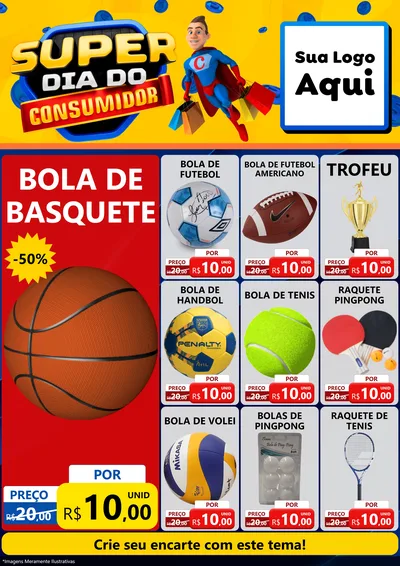 Modelo de Encarte para Encarte A4 Vertical com o tema Super Dia do Consumidor para Artigos Esportivos