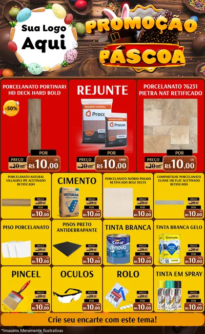 Modelo de Encarte para Encarte Grande com o tema Promoção Páscoa para Pisos e revestimentos