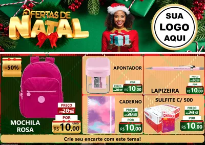 Modelo de Encarte para Encarte A4 Horizontal com o tema Ofertas de Natal para Papelaria