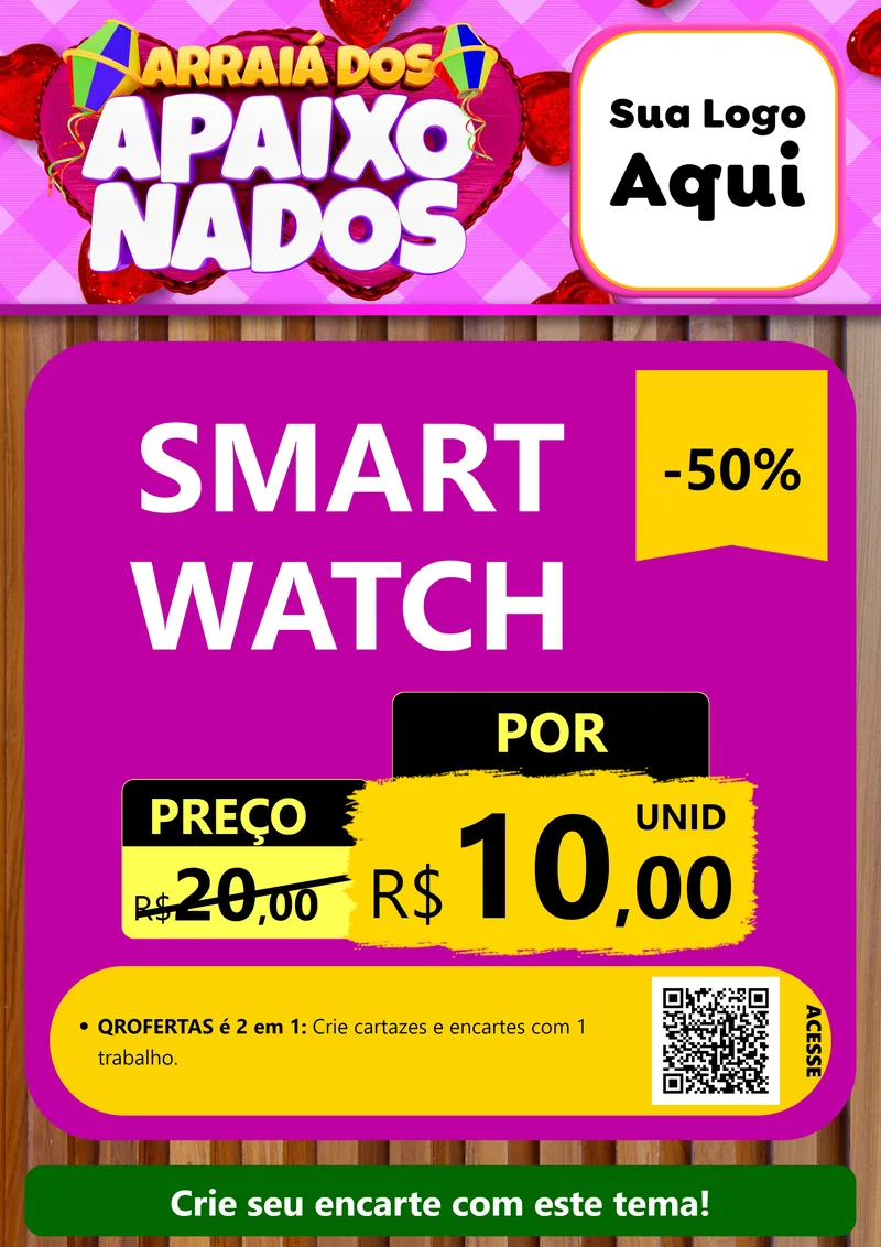 Modelo de Cartaz para Cartaz A4 Vertical com o tema Arraiá dos Apaixonados para Informática