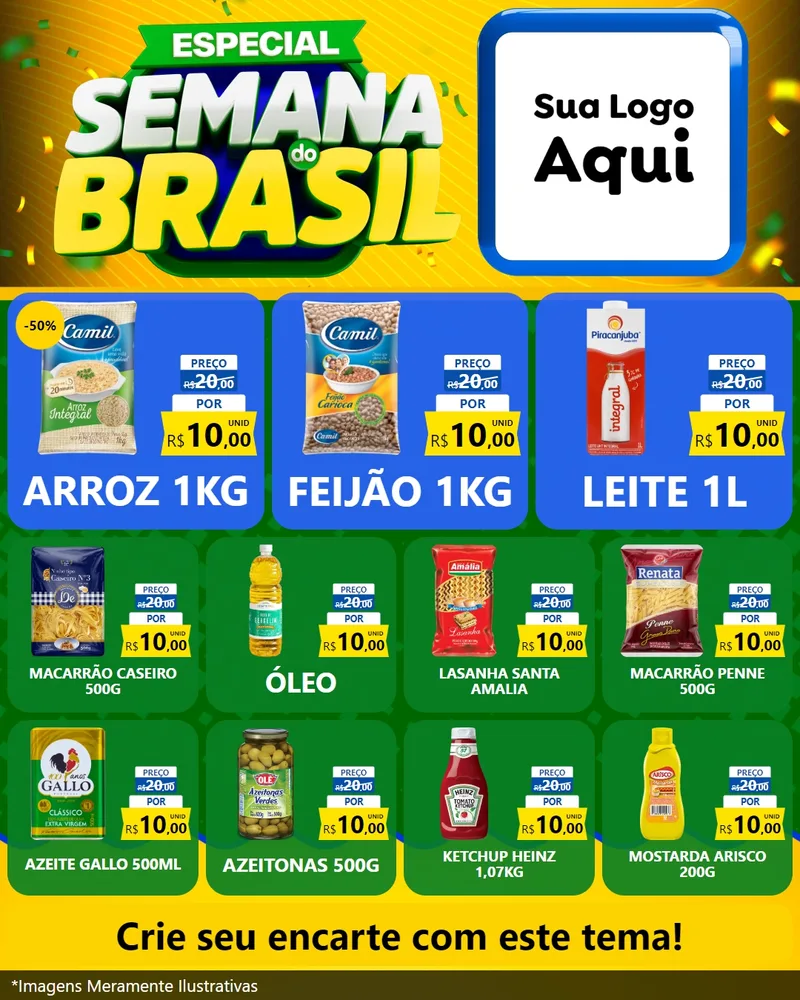 Modelo de Rede Social para Feed Instagram com o tema Especial Semana do Brasil para Supermercado