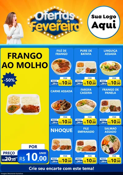 Modelo de Encarte para Encarte A4 Vertical com o tema Ofertas de Fevereiro para Restaurante