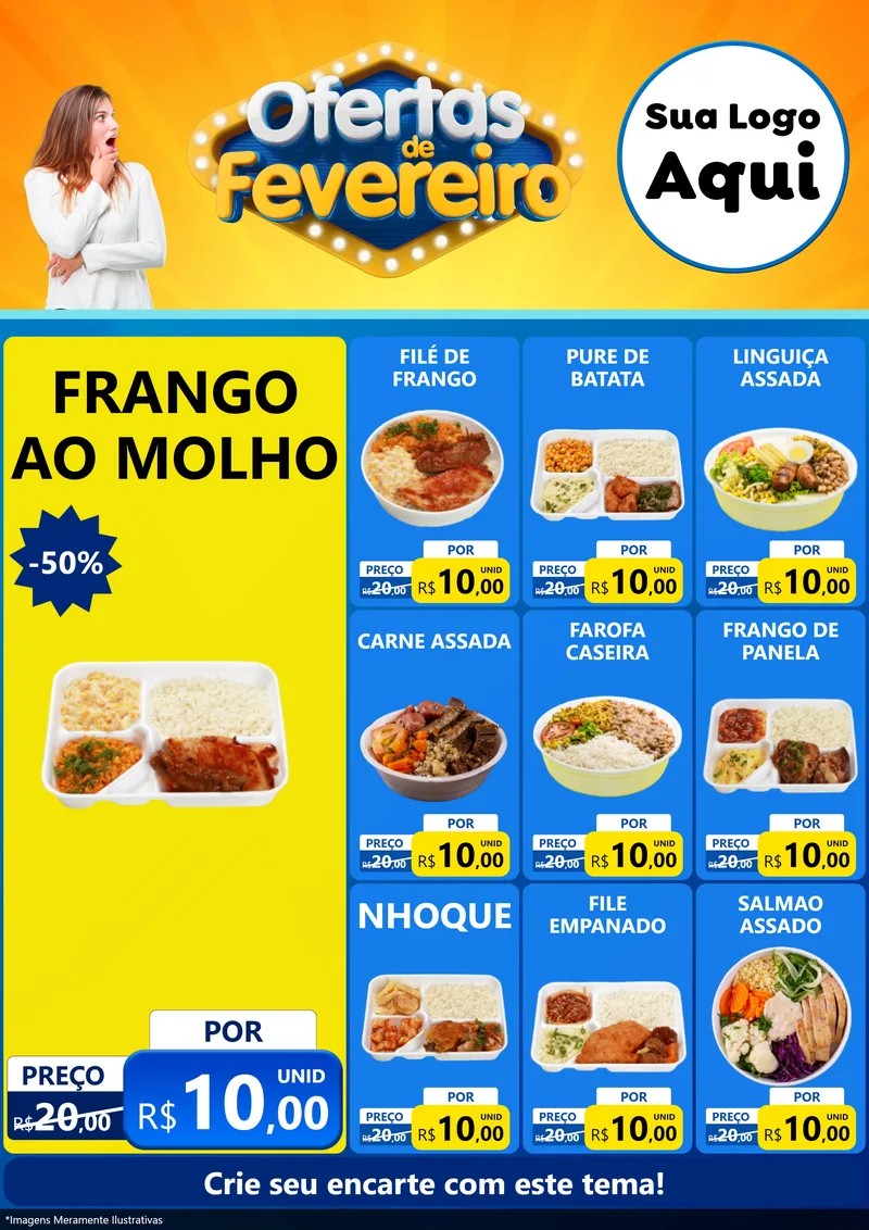 Modelo de Encarte para Encarte A4 Vertical com o tema Ofertas de Fevereiro para Restaurante