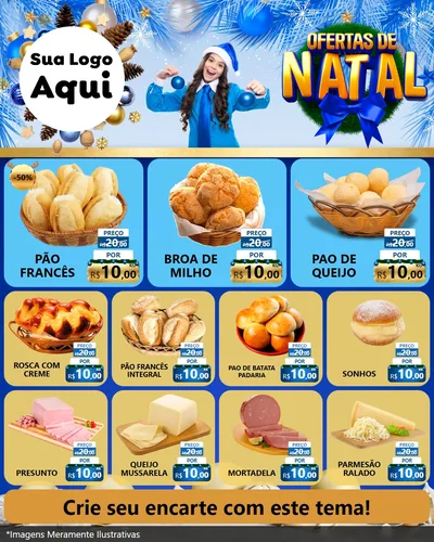 Modelo de Rede Social para Feed Instagram com o tema Ofertas de Natal para Padaria