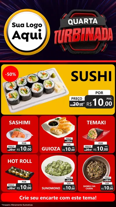 Modelo de Rede Social para Stories com o tema Quarta Turbinada para Comida japonesa