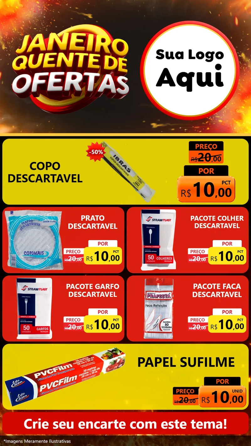 Modelo de TV para TV Vertical com o tema Janeiro Quente de Ofertas para Embalagens