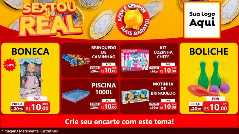 Modelo de TV para TV Horizontal com o tema Sextou do Real para Brinquedos