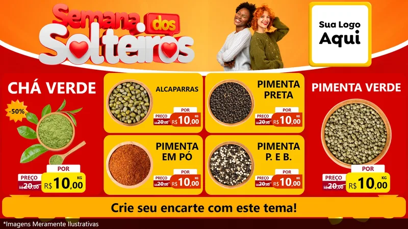 Modelo de TV para TV Horizontal com o tema Semana dos Solteiros para Produtos Naturais