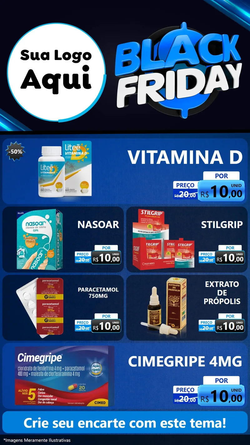 Modelo de TV para TV Vertical com o tema Black Friday para Farmácia