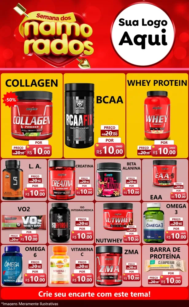 Modelo de Encarte para Encarte Grande com o tema Semana dos namorados para Suplementos alimentares