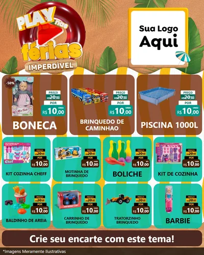 Modelo de Rede Social para Feed Instagram com o tema Play Nas Férias Imperdível para Brinquedos
