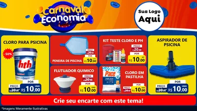 Modelo de TV para TV Horizontal com o tema Carnaval da Economia para Produtos para Piscina