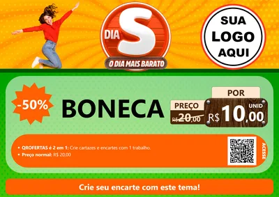 Modelo de Cartaz para Cartaz A4 Horizontal com o tema Dia S - O Dia Mais Barato para Brinquedos
