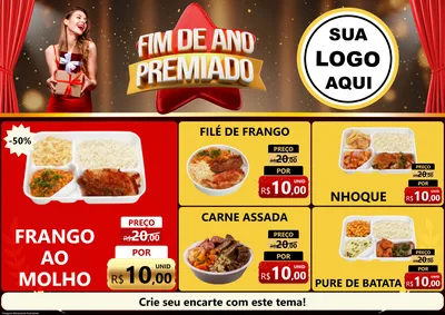 Modelo de Encarte para Encarte A4 Horizontal com o tema Fim de Ano Premiado para Restaurante