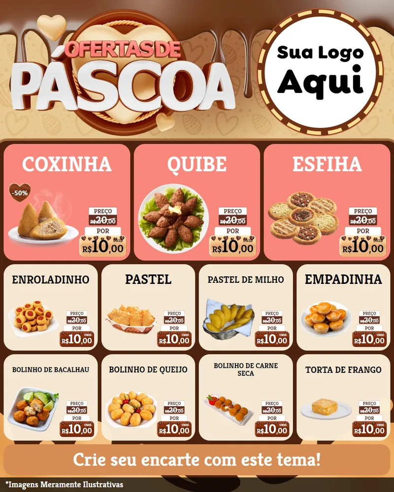 Modelo de Rede Social para Feed Instagram com o tema Ofertas de Páscoa para Salgadaria
