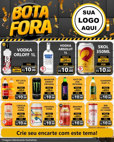 Modelo de Rede Social para Feed Instagram com o tema Bota Fora para Distribuidora de bebidas