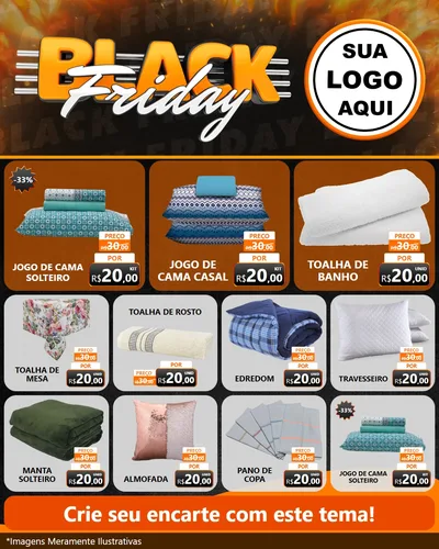 Modelo de Rede Social para Feed Instagram com o tema Black Friday para Cama, Mesa e Banho