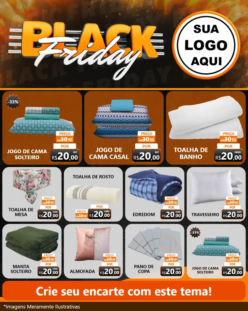 Modelo de Rede Social para Feed Instagram com o tema Black Friday para Cama, Mesa e Banho