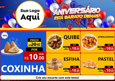 Modelo de Encarte para Encarte A4 Horizontal com o tema Aniversário para Salgadaria