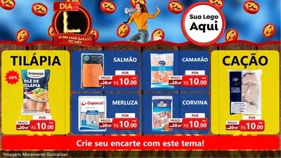 Modelo de TV para TV Horizontal com o tema Dia L - O Dia Mais Barato Do Mês para Peixaria