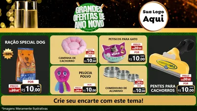 Modelo de TV para TV Horizontal com o tema Grandes Ofertas de Ano Novo para Pet Shop