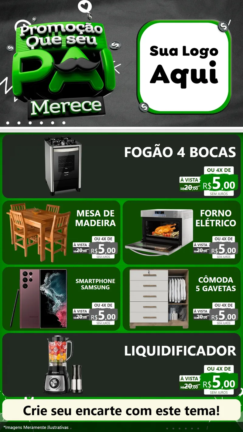 Modelo de TV para TV Vertical com o tema Promoção Que seu Pai Merece para Móveis e Eletro