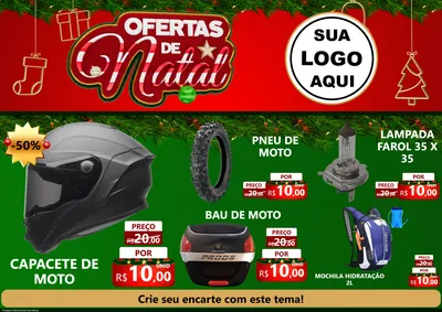 Modelo de Encarte para Encarte A4 Horizontal com o tema Ofertas de Natal para Moto peças