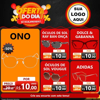 Modelo de Rede Social para Feed Facebook com o tema Oferta do Dia - Só hoje, Aproveite! para Óticas