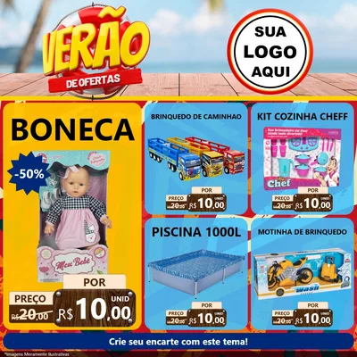 Modelo de Rede Social para Feed Facebook com o tema Verão de Ofertas para Brinquedos