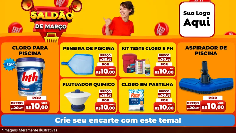 Modelo de TV para TV Horizontal com o tema Saldão de Março para Produtos para Piscina