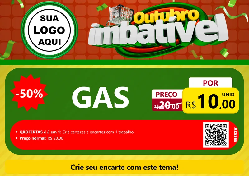 Modelo de Cartaz para Cartaz A4 Horizontal com o tema Outubro Imbatível para Água e gás
