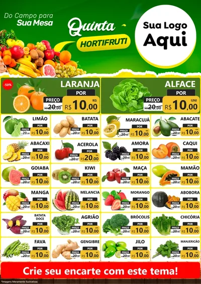 Modelo de Encarte para Encarte A4 Vertical com o tema Quinta hortifruti para Hortifrúti