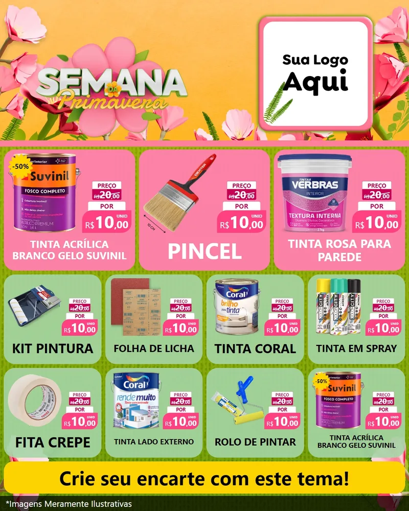 Modelo de Rede Social para Feed Instagram com o tema Semana da Primavera para Tintas e Ferramentas