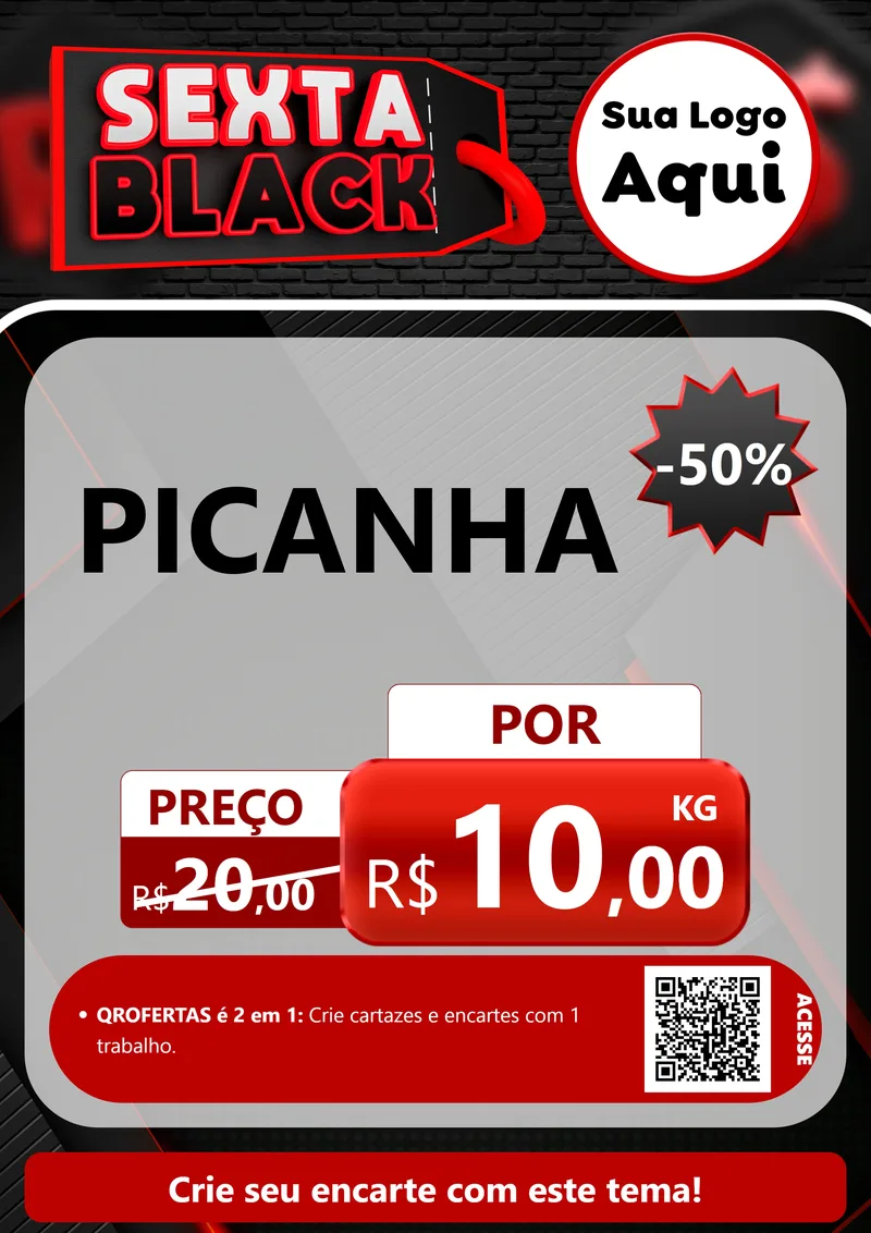 Modelo de Cartaz para Cartaz A4 Vertical com o tema Sexta Black para Açougue