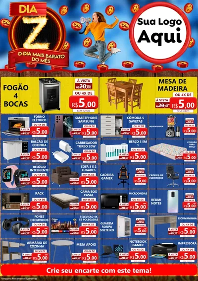 Modelo de Encarte para Encarte A4 Vertical com o tema Dia Z - O Dia Mais Barato Do Mês para Móveis e Eletro