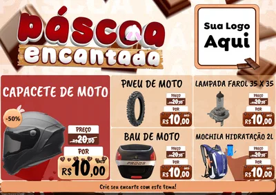 Modelo de Encarte para Encarte A4 Horizontal com o tema Páscoa Encantada para Moto peças